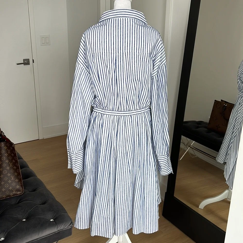By Any Other Name Long Sleeve Blue & White Striped Midi Shirt Dress Size XL - Picture 3 of 15